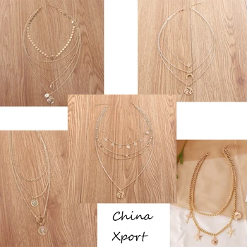 

2020 best sellers hot selling several multi layers necklaces women classic necklaces new style multi layers beautiful necklace