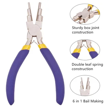 

6 In 1 Jewelry Tool Comfort Grip Handle Crafts Forming Jump Rings Wire Looper Bail Making Pliers Carbon Steel Rustproof Non Slip