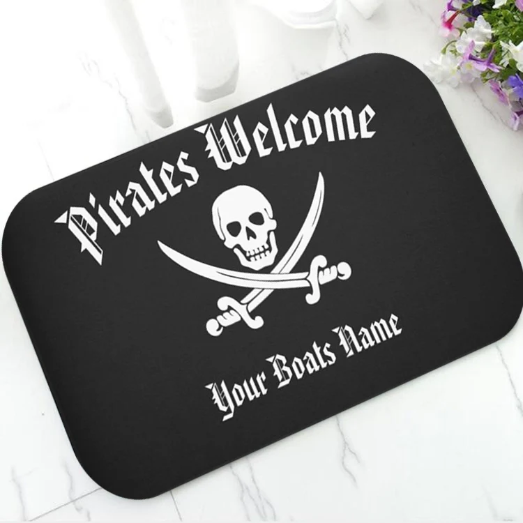 Прикольный индивидуальный коврик Придверный Jolly Roger прикольный черный пиратский