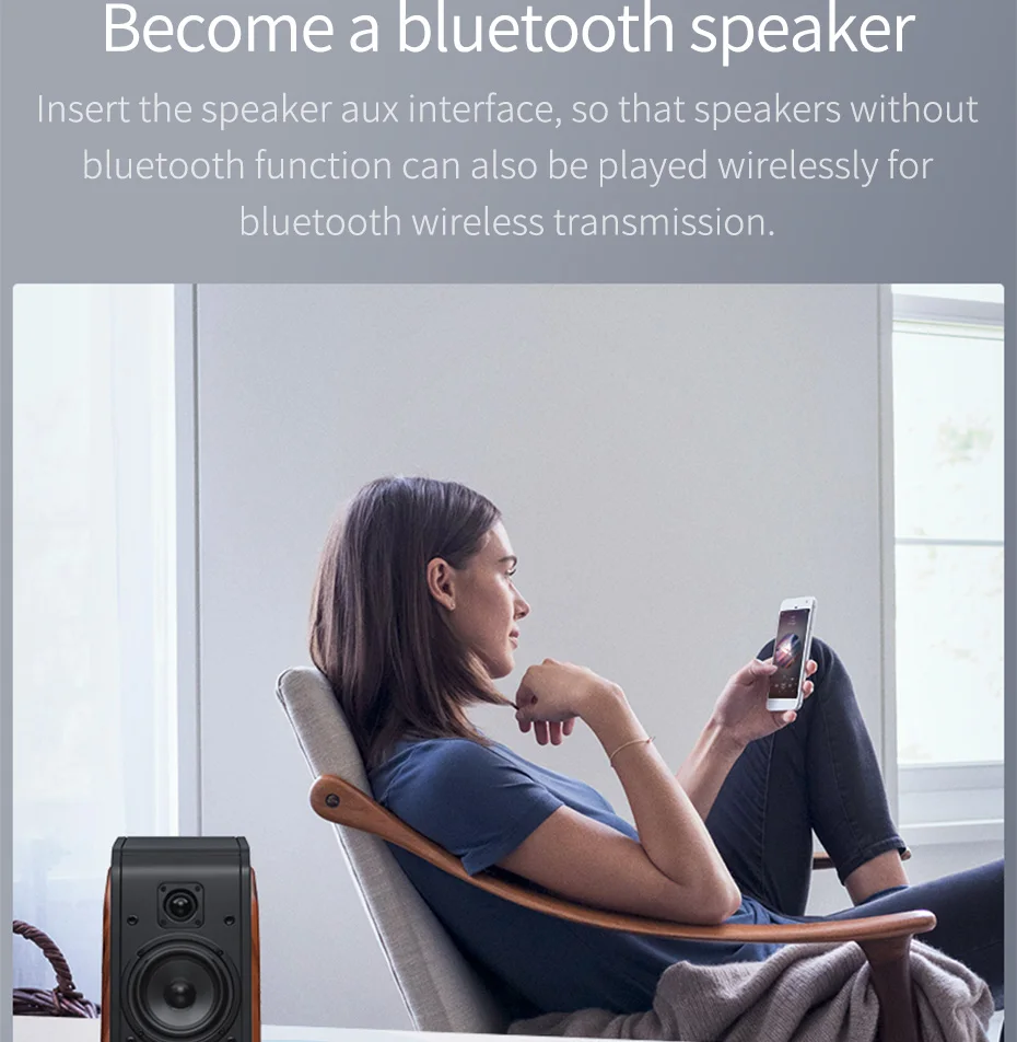 Hagibis bluetooth 5.0 receiver 3.5mm aptx ll jack aux wireless adapter music for headphone speaker tv car rca audio receiver