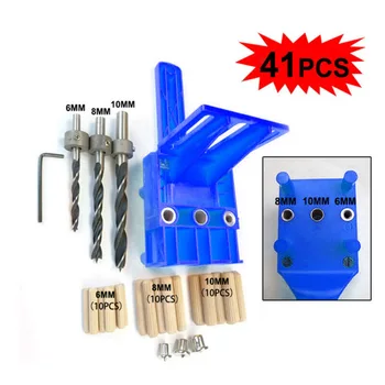 

41pcs Handheld Woodworking Doweling Jig Drill Guide Wood Dowel Drilling Hole Saw For Cards Up To 31mm Thick