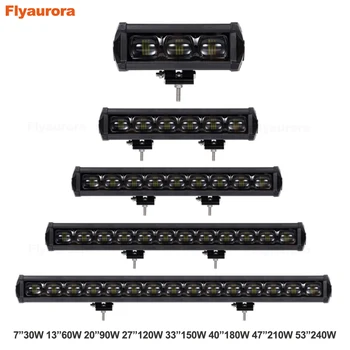

6D Lens 7" 14" 20" 27" 33" 40" 46" 53 Inch Single Row Led Bar Light For Offroad 4x4 4WD ATV SUV Flood Beam Waterproof Work Light