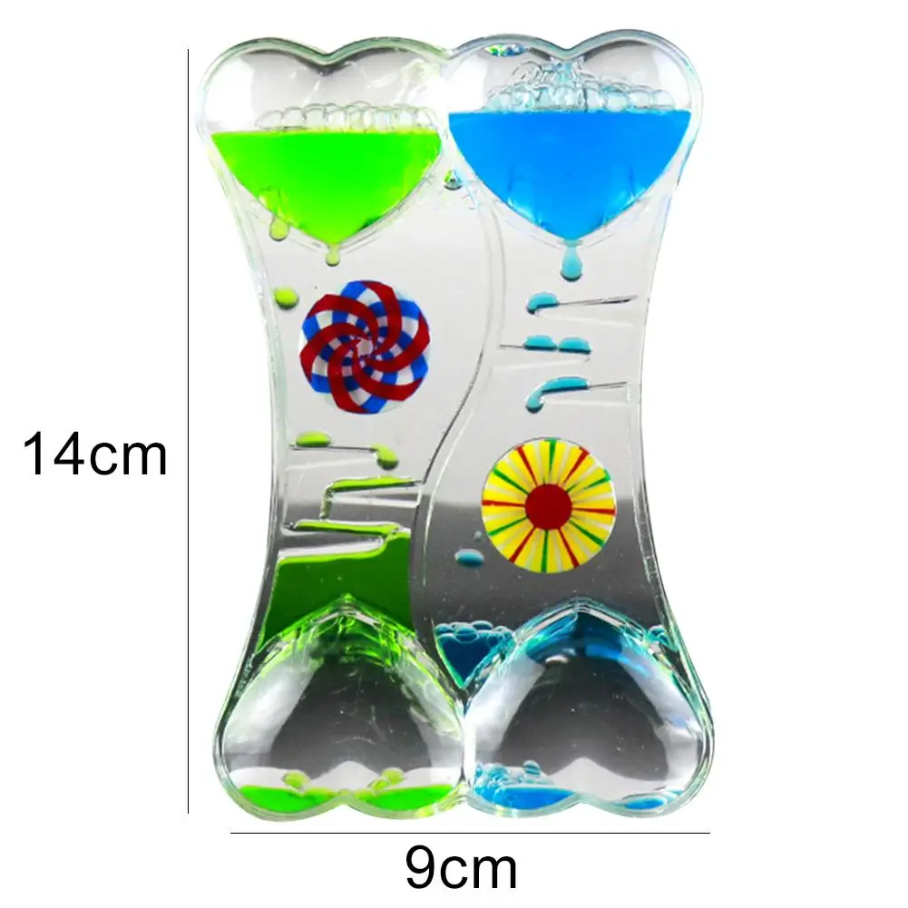 Acrylic Double stress reliever Toys Heart Liquid Motion Drip Oil Hourglass Timer Clock Kids Toy Gift Home Decoration Crafts 6