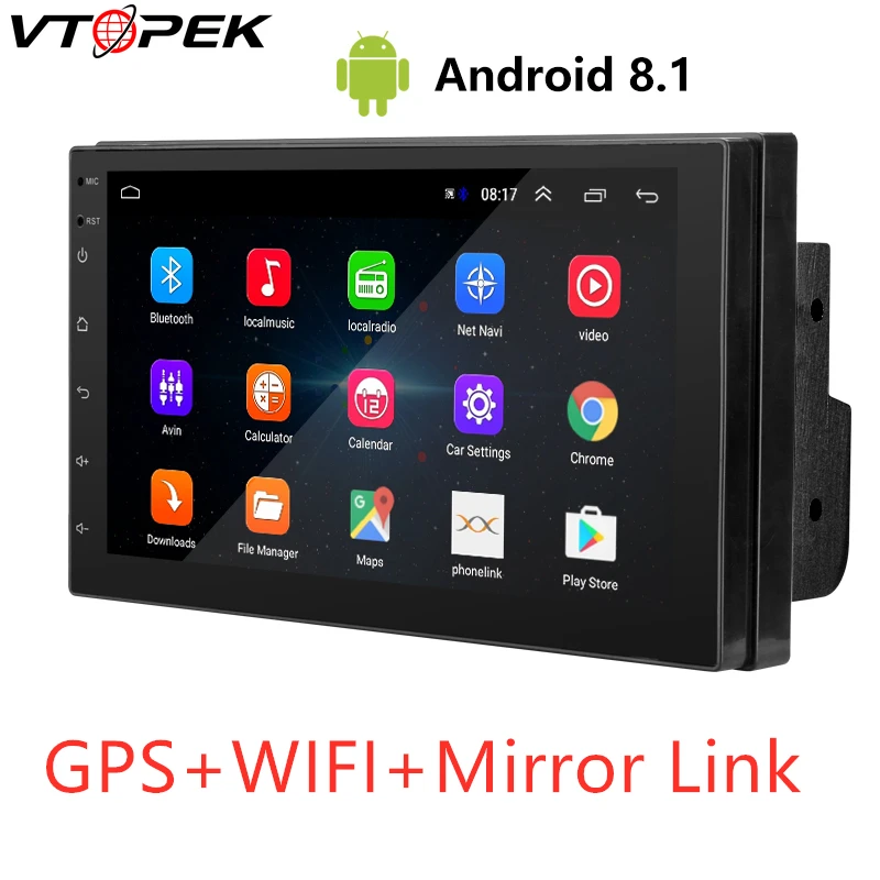 Автомобильный мультимедийный плеер Android 8 1 2 Din 7 дюймов HD 4 ядра сенсорный экран