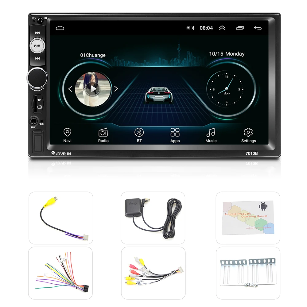 Podofo Android 2 Din car radio 7" MP5 Player 2+32GB ROM Car Multimedia player 2din Autoradio GPS WiFi No DVD FM Audio Stereo