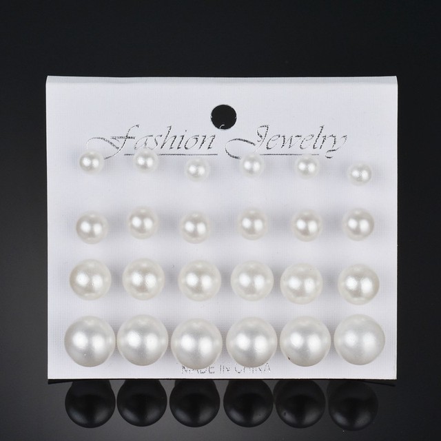 Pairs Stud Earrings Set for Women Statement Heart Star Snowflake Flower Crystal Pearl One Week Minimalist Set of Earrings Gift