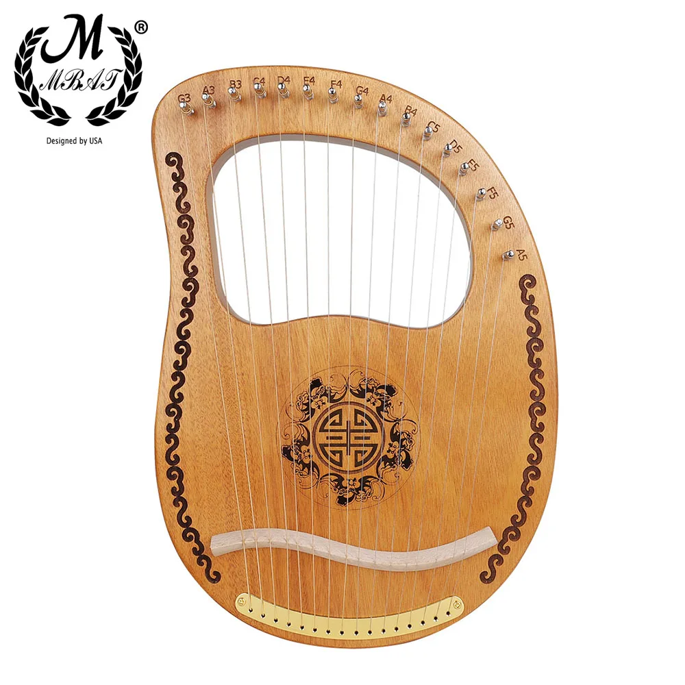 M MBAT Lyre Harp 16 Strings Wooden Mahogany 16 Tone String Musical Instrument with Tuning Wrench Manual For Kids Adult Beginner