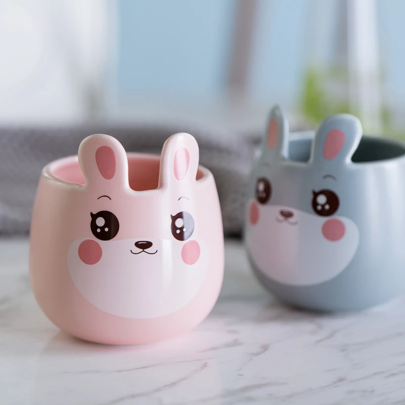 US $25.80 Creative Ceramic Cartoons Plate Spoon Bowl Special Slotted Cup Breakfast Bowl Home Office Fancy Gift For Tea Drinker