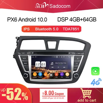 

720P PX6 8" DSP 2 din Android 10.0 8 Core 4G RAM Car DVD Player GPS Map RDS autoradio car radio For Hyundai I20 2014 2015