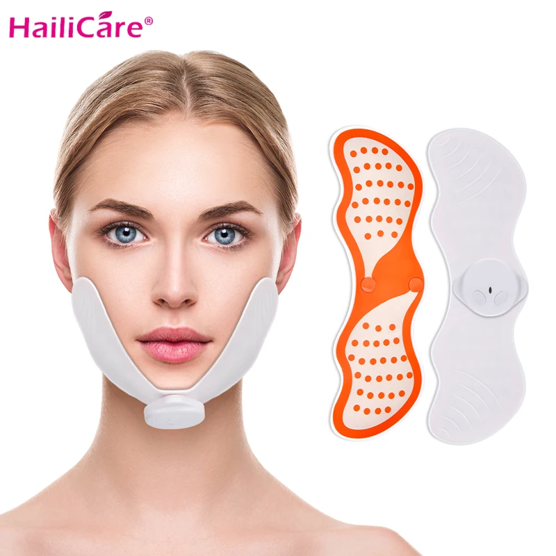

EMS Facial Slimming Massager Women V Shape Facial Lifting Device Face Lifting Massage With Gel Pads Electrico Muscle Stimulator