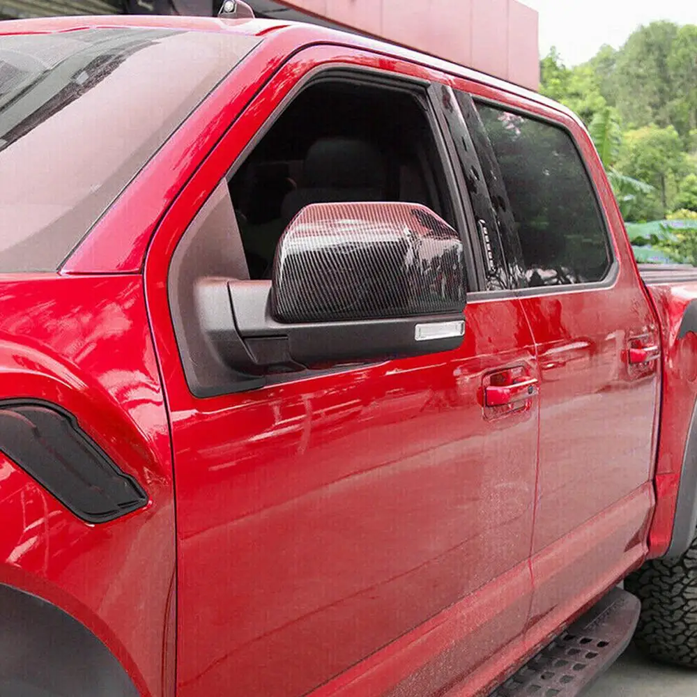 1 пара автомобиля заднего вида боковое зеркало крышка для Ford F150- аксессуары углеродное волокно зерно ABS крышка зеркала заднего вида протектор