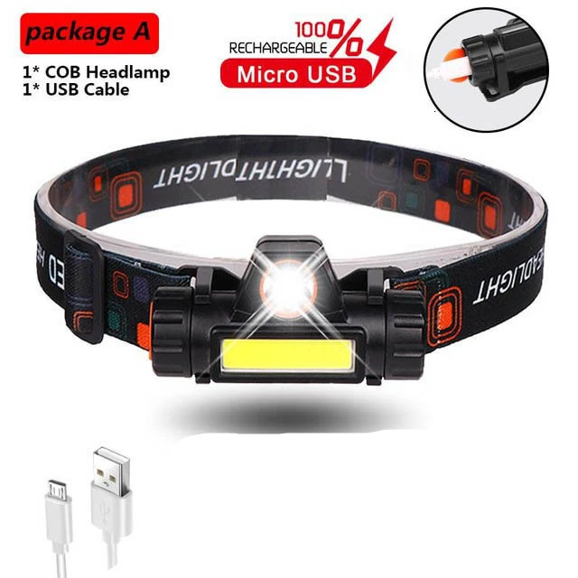 a 12000lm мощный головной светильник Xpe+ cob Usb Перезаряжаемый налобный фонарь встроенный аккумулятор головной светильник водонепроницаемый Головной фонарь для кемпинга Головной фонарь - Испускаемый цвет: a