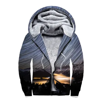 

Fashion Digital Printing Thickened Fuzzed Double Layer Zipper Hat Guard Clothes Men's Sweatshirts Printing Blouse hoodies