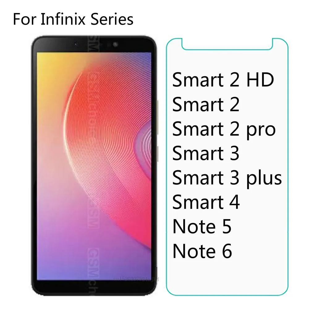 2 шт. закаленное стекло для Infinix Smart 4 3 HD Pro Plus Защитная пленка 2.5D 9H Note 5 6 защитная
