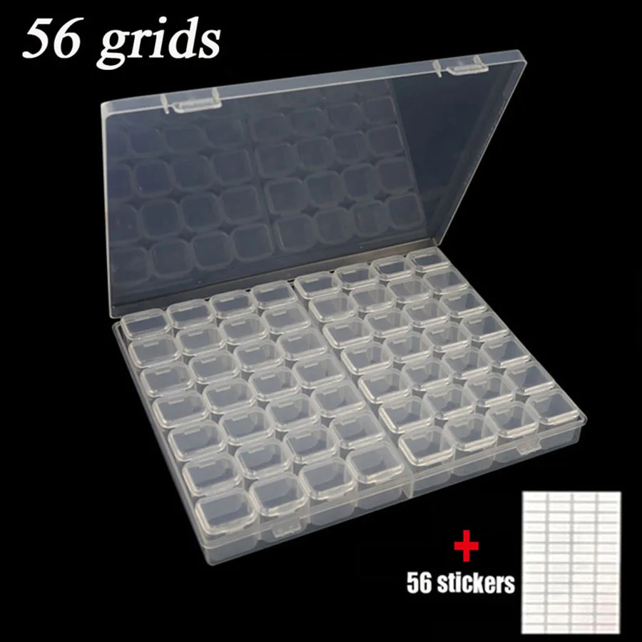 28/56/64 Grids Diamond Painting Storage Box Tool Accessories Bead Container Rhinestone Diamond Embroidery Stone Organizer