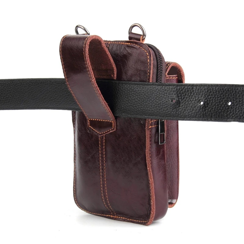 Universal 6.3 inch Leather Phone Bag Small Belt Bag Mobile Phone Bag Case for iPhone/Samsung/Huawei/Xiaomi/with Neck Strap
