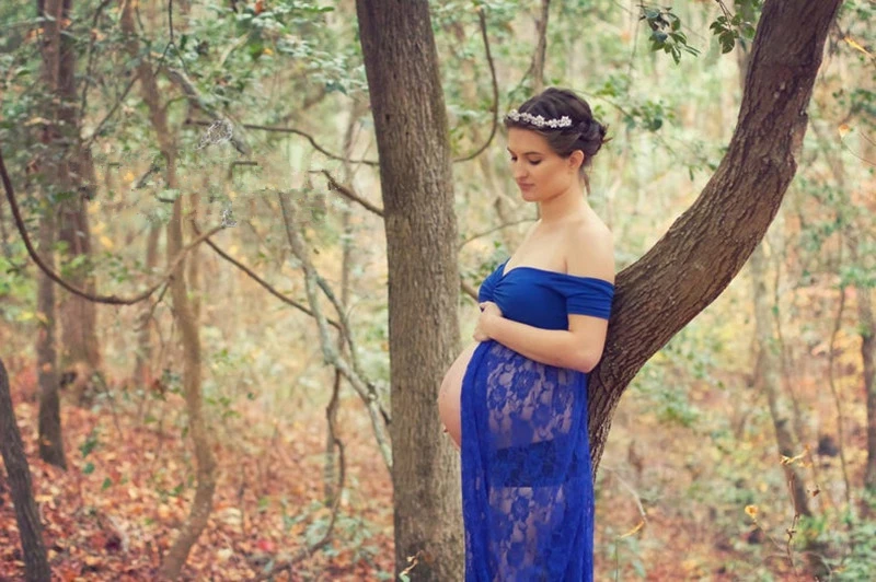 Sexy Maternity Dress For Photo Shoot Lace Fancy Pregnancy Dress Photography Props Split Front Pregnant Women Maxi Maternity Gown (5)