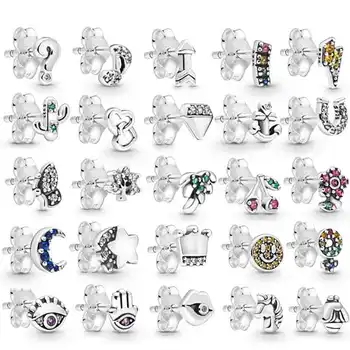 

PDB ed 22 925 Sterling Silver 1:1 smiling face question mark Moon Earrings exquisite female jewelry gift pearl earrings.