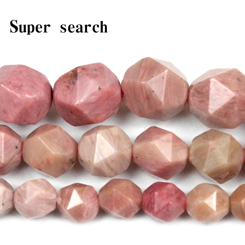 

Quality Natural Stone Rhodonite Sliced Cut Loose Beads 15" Strand 6 8 10 MM Pick Size for Jewelry Making Diy Bracelet Necklace