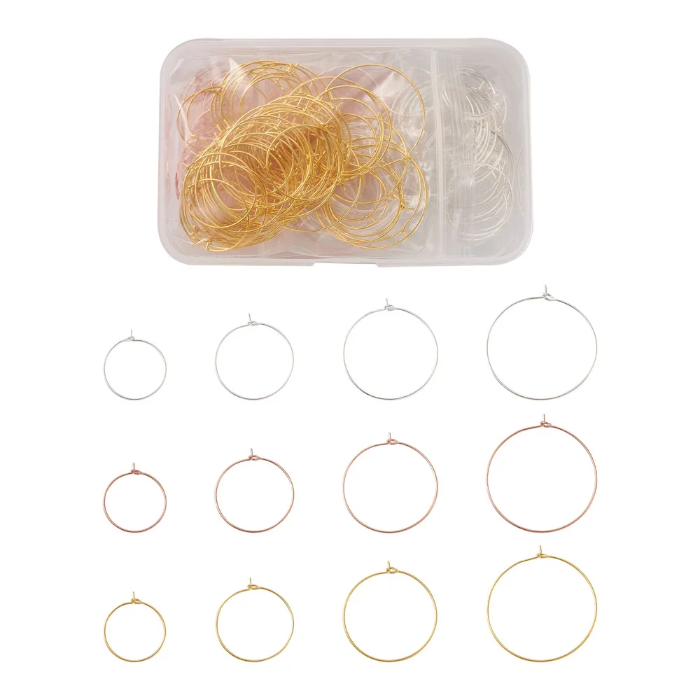 

240pcs Brass Metal Wire Circle Earrings Beading Hoops Mixed Color Wine Glass Charm Rings For DIY Earring Jewelry Making Findings