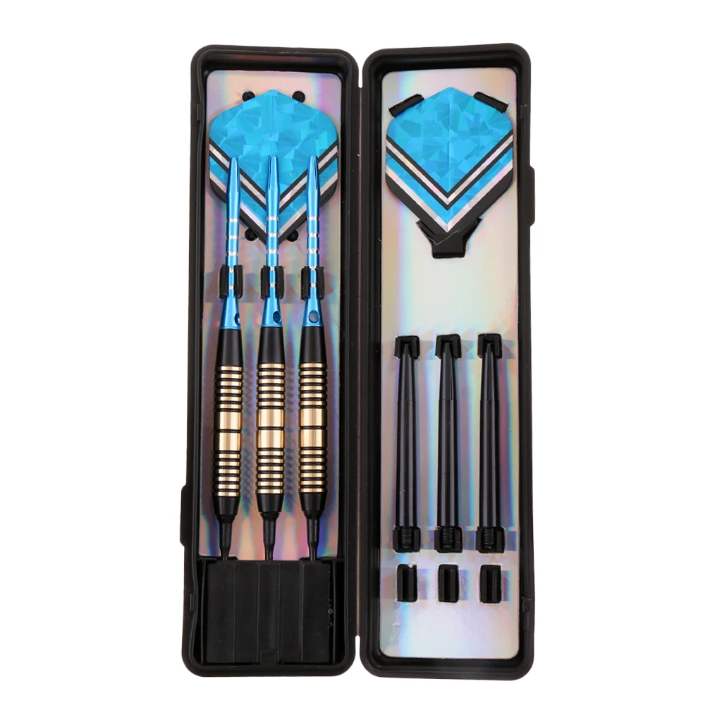3 Pieces 18 Grams Brass Barrels Soft Tip Darts Set with Aluminum and Nylon Shafts, PET Flights, Plastic Tips