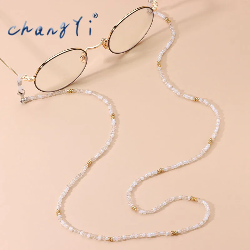 Changyi Bohemia 2021 Trend Beads Glasses Hanging Chain Sunglasses Lady Pearl Mask Chain Fashion Jewelry Nonslip Metal Chain