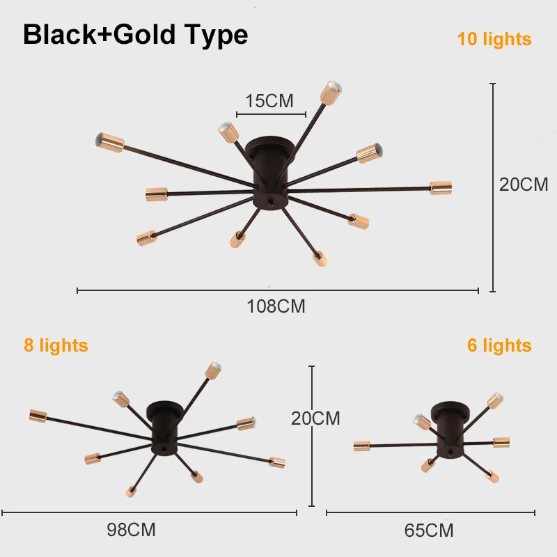 Black And Gold Современные скандинавские черные люстры белая люстра светильник ing 6 светильник s внутреннее освещение, люстры светильник светильники в комплект не входят лампы - Цвет абажура: Black And Gold