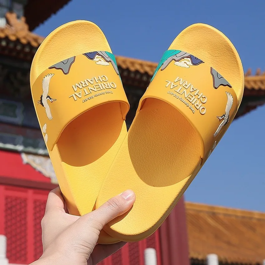 

Women Summer Slippers Non-slip Flip Flops Platform Casual Slides Chinese Style Couple Family Bath Home Zapatos De Mujer 2020