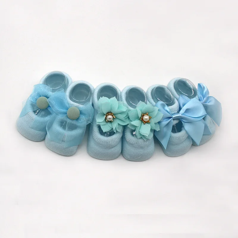 Spring Summer Infant Shoes New Hole Children Cotton Socks Baby Floor Shoes Non-slip Lace Flower Bow Baby Socks Toddler Shoes