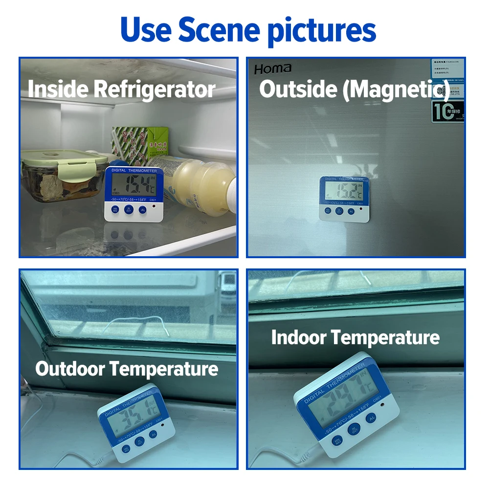 LCD Digital Thermometer Hygrometer for Freezer Refrigerator Fridge Tem –  Aideepen