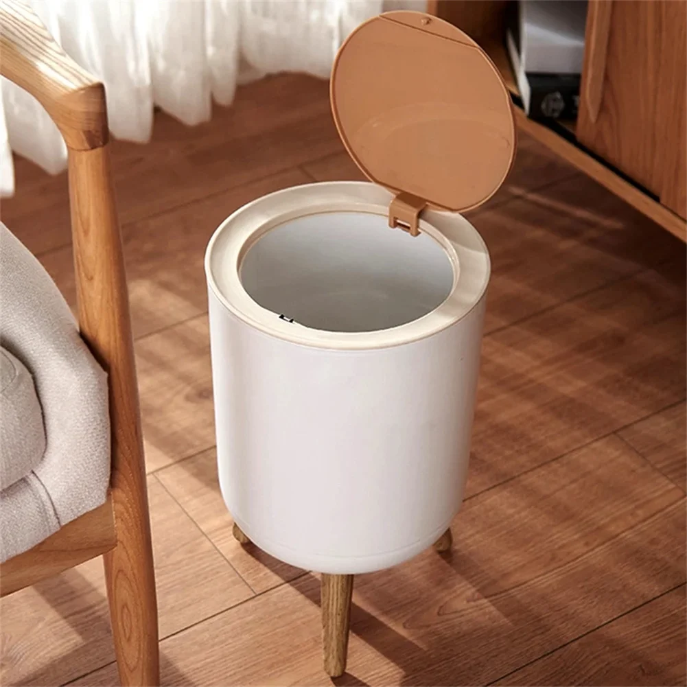 Desktop Mini Trash Can High Foot Design With Non-slip Mat Press Lid Elastic Buckle Tool Home Car Storage Bucket Dustbin | Дом и сад