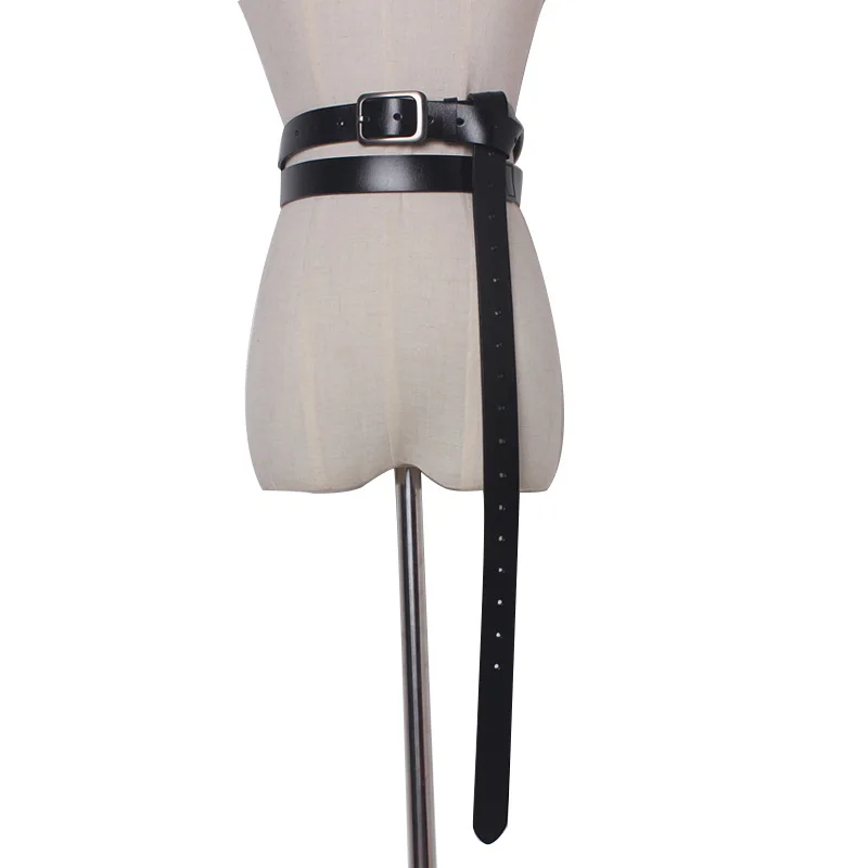 

European And American Fashion Belt Personality Waist Wide Black Belt Tie-in Shirt Waist Belt