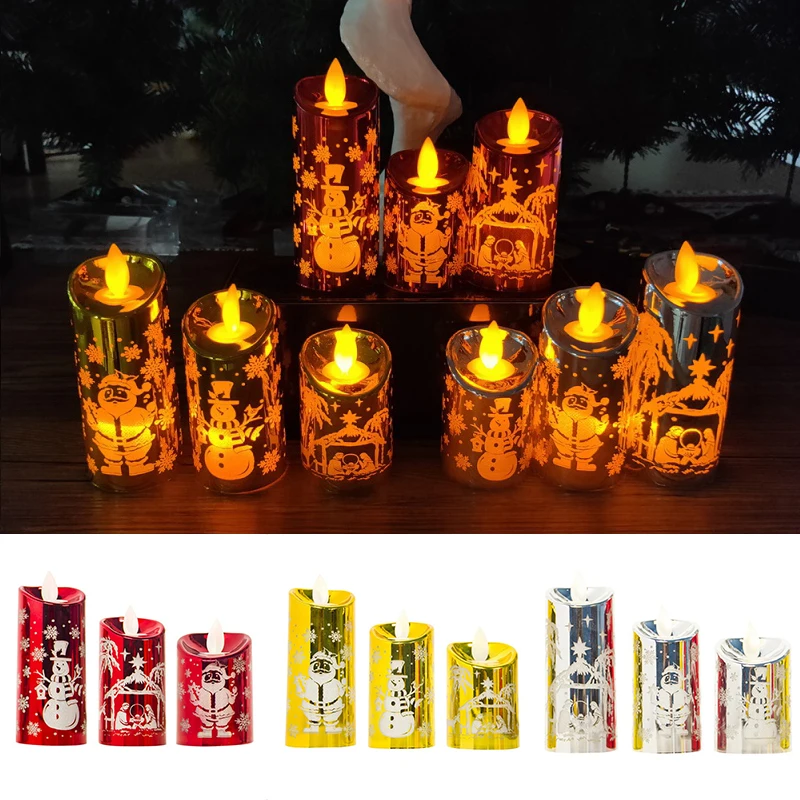 3Pcs/set Small Simulation Candlestick Candle Wind Light Creative Christmas Decor