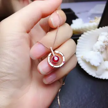 

MeiBaPJ Natural New Burned Ruby Fashion Pendant Necklace Genuine 925 Silver Fine Wedding Jewelry for Women
