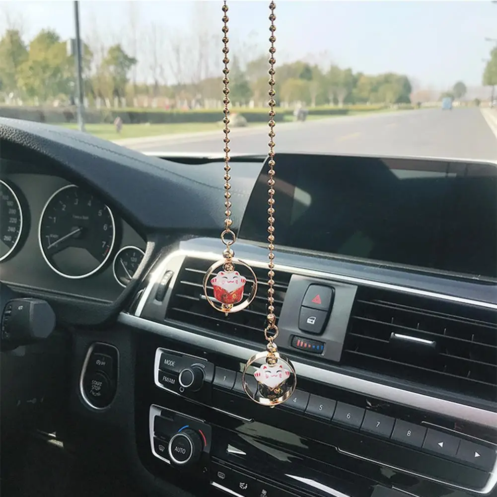 Милый автомобиль кулон счастливый кот автомобиль зеркало заднего вида украшение керамика висящий орнамент украшение салона автомобиля авто аксессуары