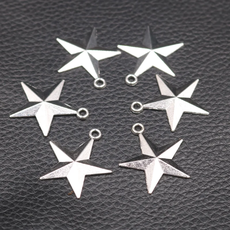 

20pcs Silver Plated Retro Five-Pointed Star Pendant DIY Charm Bracelet Earrings Jewelry Crafts Making A2350