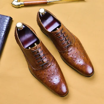 

Spring New Leather Shoes Men Business Dress Tip Hand-Woven Oxford Shoes British Style Office Wedding Party Shoes Man
