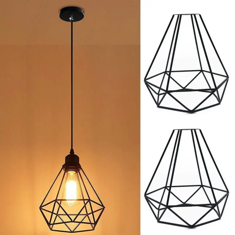 

Vintage Iron Cage Shape Chandelier Lampshade Hanging Pendant Decorative Light Cover Home Decoration