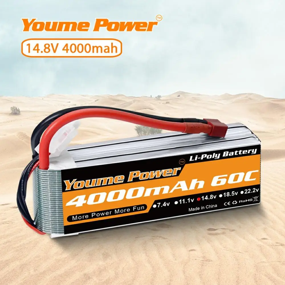 YOUME 4s Lipo 14 8 V 4000 мАч аккумулятор с ру 60C T Deans разъемом для радиоуправляемого