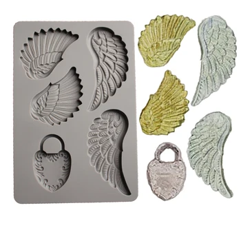 

Wing & Locket Silicone Mold for Fondant Cake Decorating, Cupcakes, Sugarcraft, Cookies, Candies, Clay Bakeware Tools