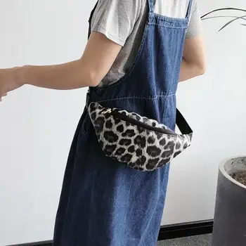 

Fanny Waist Packs Women Leopard Print Zipper Money Phone Pouch PU Leather Chest Shoulder Crossbody Bag for Female
