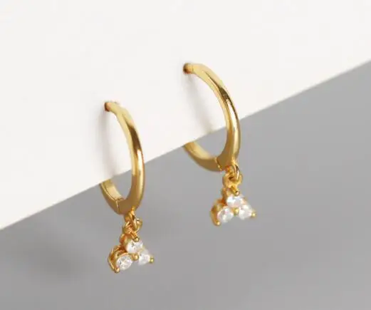 gold SHANICE 925 пробы серебро изысканный миниатюрный циркон кулон серьги гвоздики для женщин - Окраска металла: gold