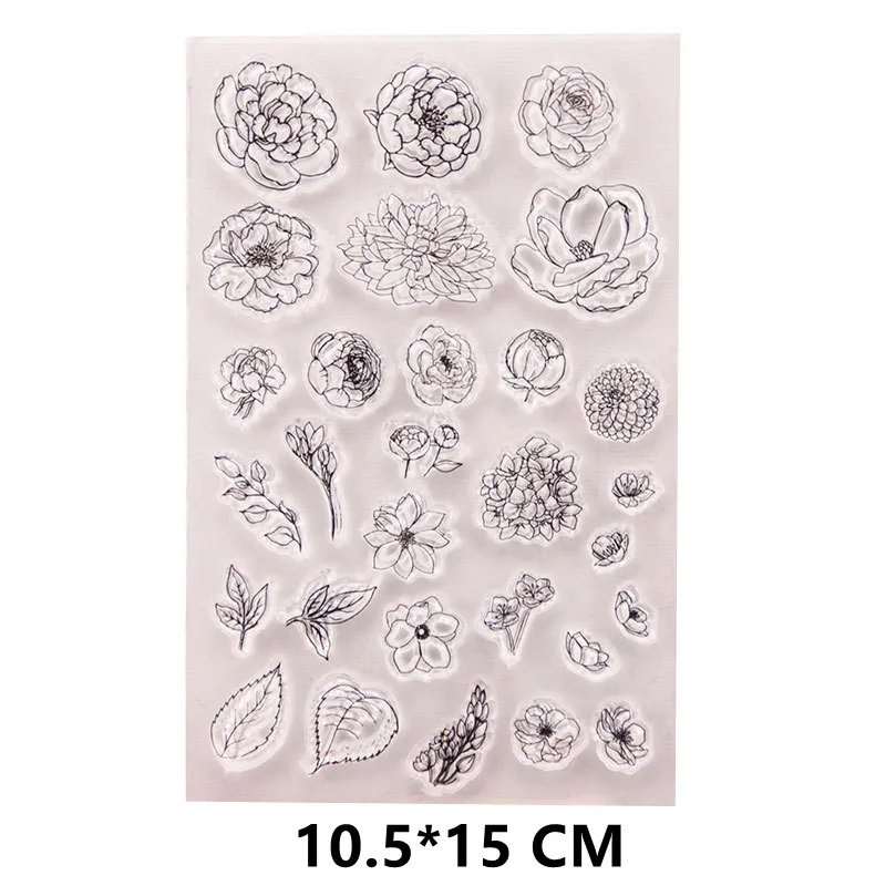 Clear Stamps Clear Rubber Stamps Flower Clear Stamps DIY Scrapbooking Craft Supplies Rubber Silicon Seals Card Album Hobby ink pad Stamping