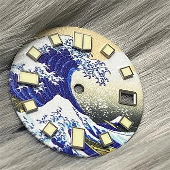 

Kanagawa Surfing Pattern 28.5mm Super Green Luminous Watch Dial For NH35A Diving Watch Movement Repair Parts