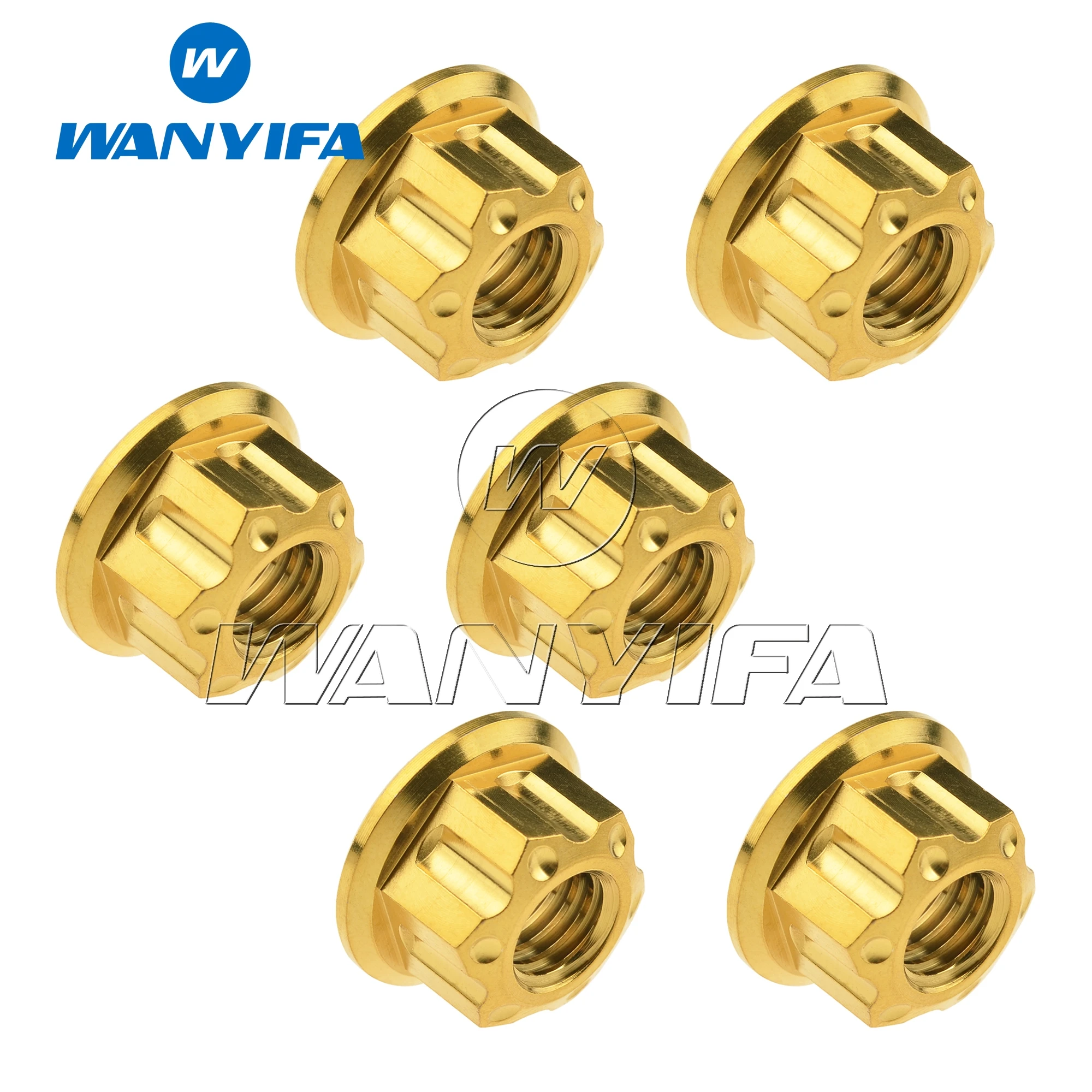 Wanyifa 티타늄 너트 M6/M8/M10/M12/M14/M16 Torx 플랜지 육각 너트 오토바이 리어 액슬 6pcs