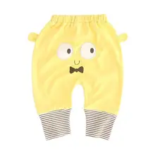 Весенние штаны в полоску для новорожденных; модные трендовые корейские хлопковые брюки с мультяшными ушками