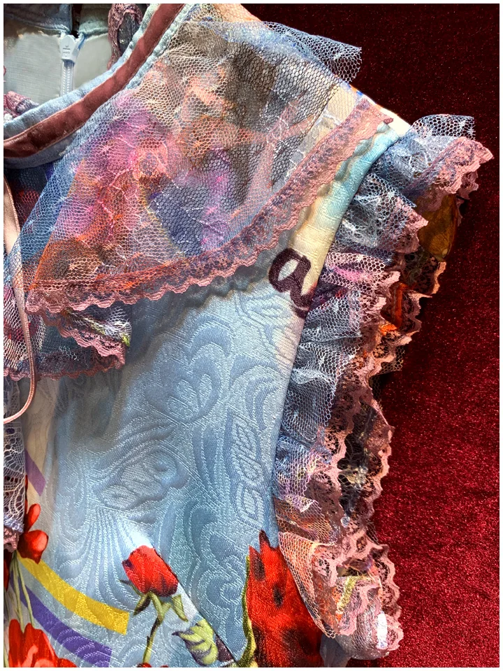 Svoryxiu красочные кружева лоскутное мультфильм короткое платье с принтом женские без рукавов жаккардовые осенние Подиумные трапециевидные Мини платья