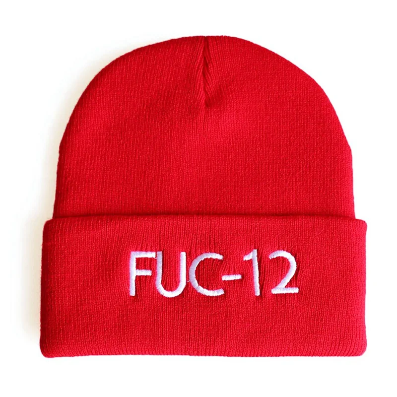 HT3337RD1 Вышивка Billie Eilish Beanies шапки с манжетами простая вязаная шапочка теплые зимние вязаные головные уборы для мужчин и женщин хип-хоп повседневные с манжетами шапочки - Цвет: HT3337RD1