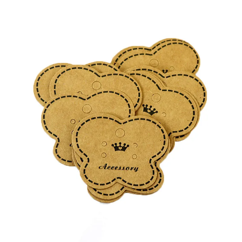 4x5cm Brown Kraft Paper Jewelry Earring Accessory Display Holder Tag 200PCS Thick Earrings Set Cardboard Ear Studs Wholesale | Украшения и