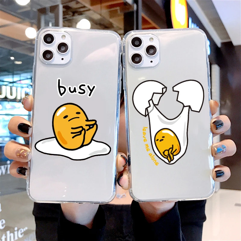 

Cute Lazy Egg Phone Case For iPhone12ProMAX 7 11 Pro XS MAX X XR 8 6 6s Plus Soft Silicone transparent Back Cover